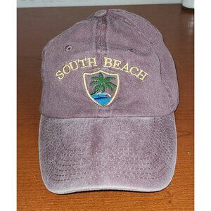 South Beach Baseball Hat Mauve Cap Miami Palm Tree Adjustable Strap